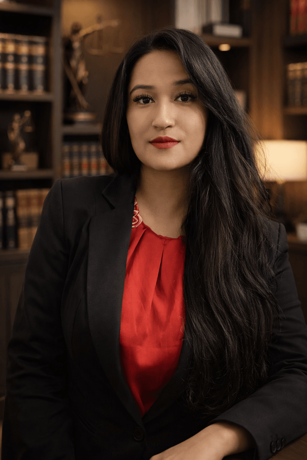 Lisley Maluf advogada em seu escritório, ambiente profissional e elegante